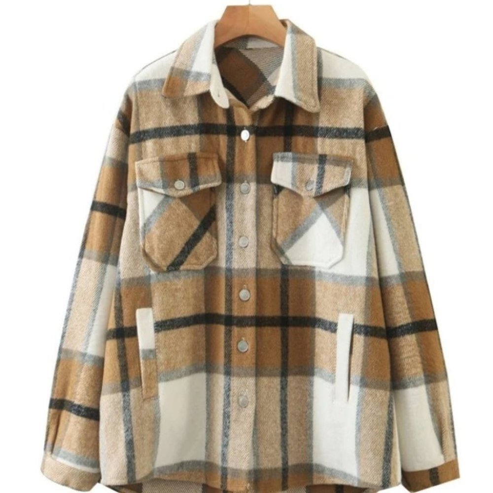 Plaid Flap Pocket detailed button down Overshirt - Picture 4 of 16